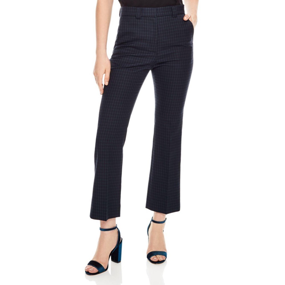 Sandro Cropped Plaid Pants Navy Size 40